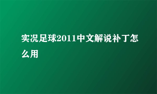 实况足球2011中文解说补丁怎么用