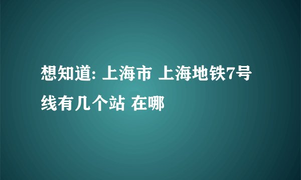 想知道: 上海市 上海地铁7号线有几个站 在哪