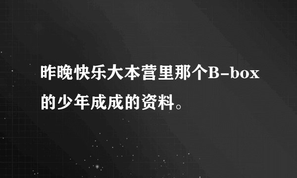 昨晚快乐大本营里那个B-box的少年成成的资料。