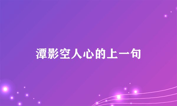 潭影空人心的上一句