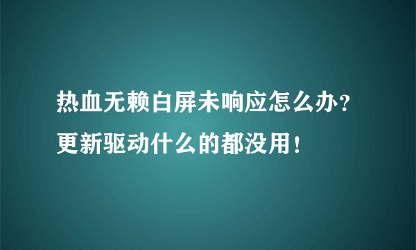 热血无赖白屏未响应怎么办？更新驱动什么的都没用！