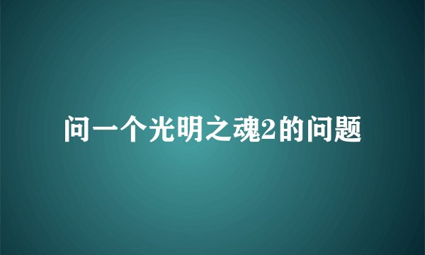 问一个光明之魂2的问题