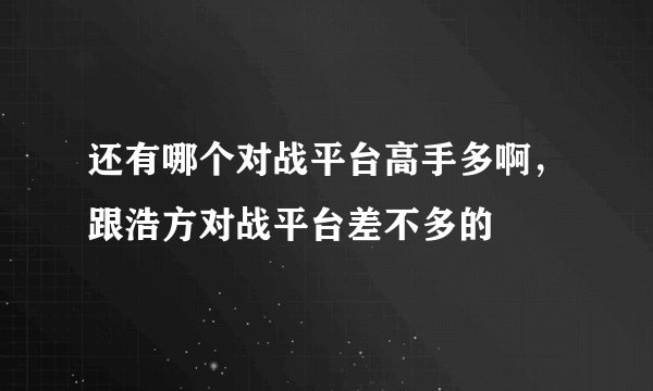 还有哪个对战平台高手多啊，跟浩方对战平台差不多的