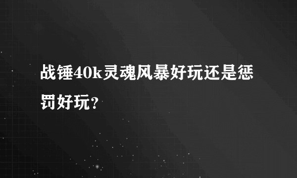 战锤40k灵魂风暴好玩还是惩罚好玩？