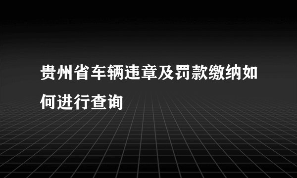 贵州省车辆违章及罚款缴纳如何进行查询