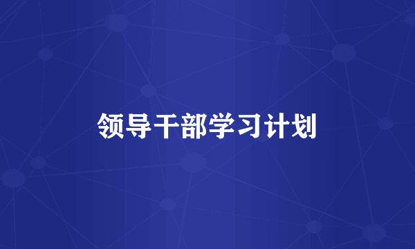 领导干部学习计划