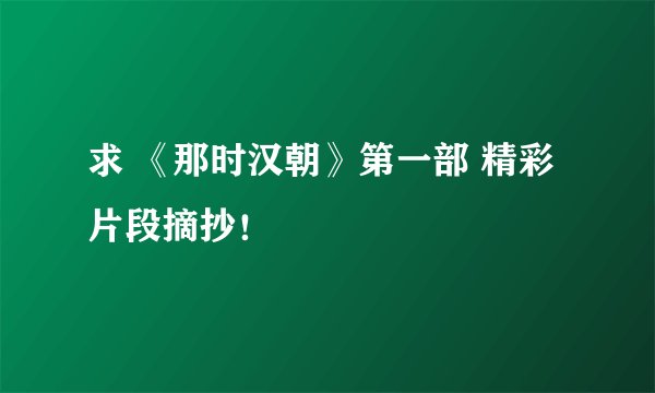 求 《那时汉朝》第一部 精彩片段摘抄！