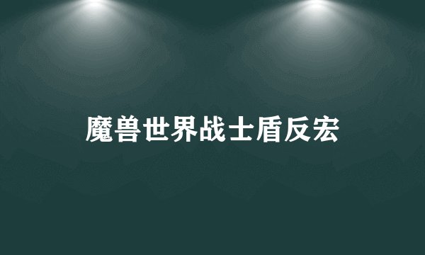 魔兽世界战士盾反宏