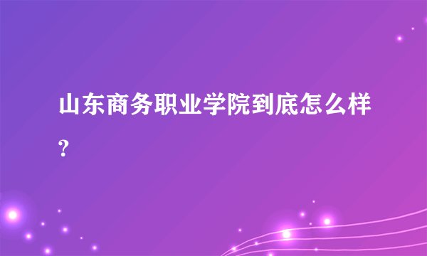 山东商务职业学院到底怎么样?
