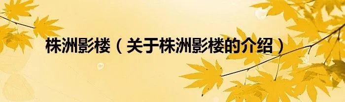 株洲影楼（关于株洲影楼的介绍）