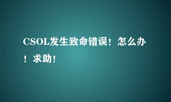 CSOL发生致命错误！怎么办！求助！