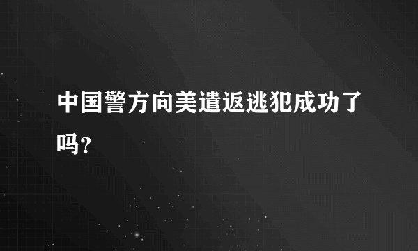 中国警方向美遣返逃犯成功了吗？