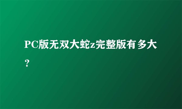 PC版无双大蛇z完整版有多大？