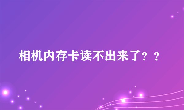 相机内存卡读不出来了？？