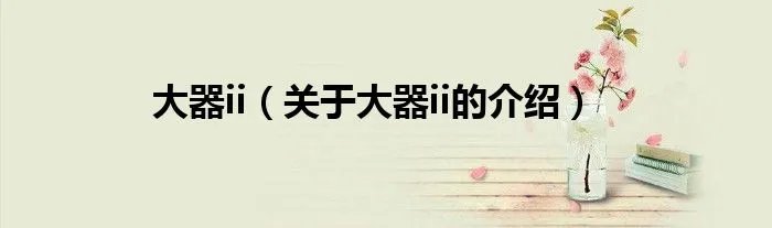 大器ii（关于大器ii的介绍）