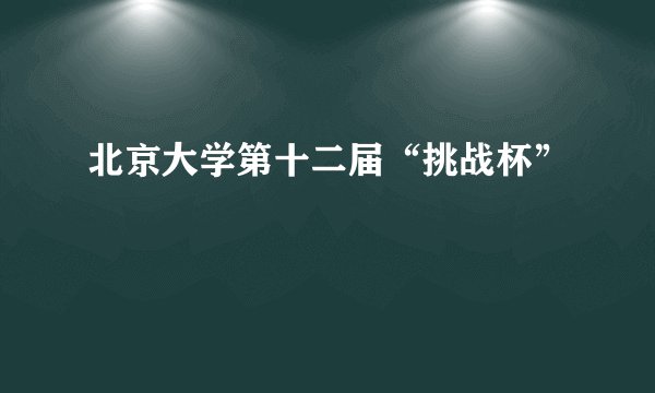 北京大学第十二届“挑战杯”