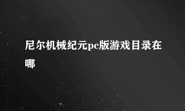 尼尔机械纪元pc版游戏目录在哪