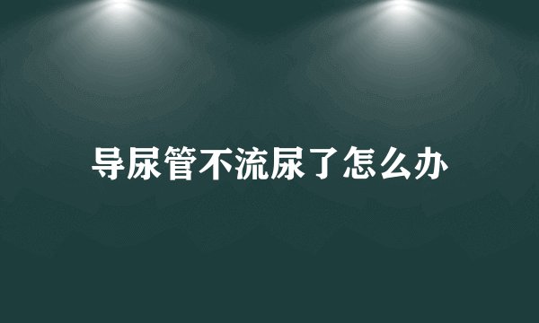 导尿管不流尿了怎么办