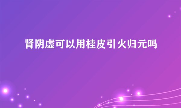肾阴虚可以用桂皮引火归元吗