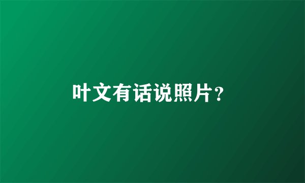 叶文有话说照片?