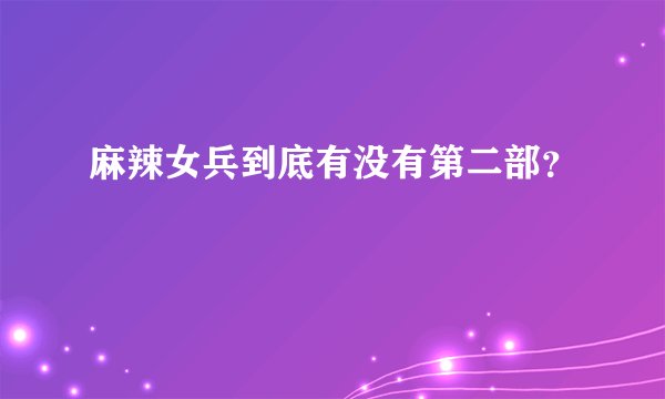 麻辣女兵到底有没有第二部？