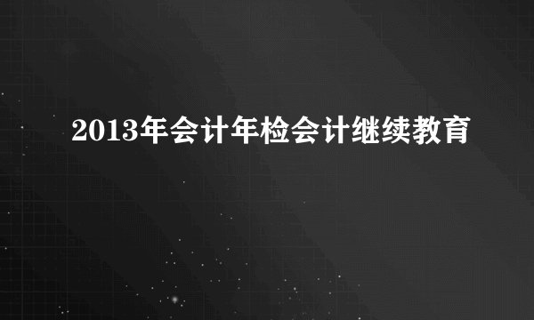 2013年会计年检会计继续教育