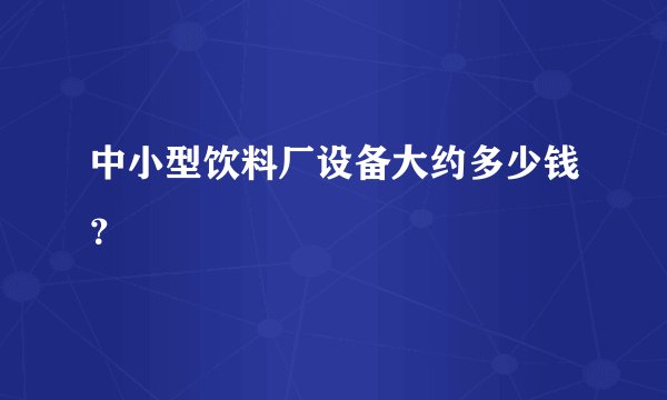 中小型饮料厂设备大约多少钱？