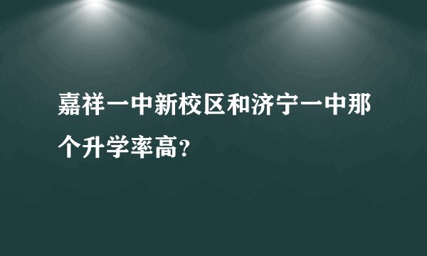 嘉祥一中新校区和济宁一中那个升学率高？