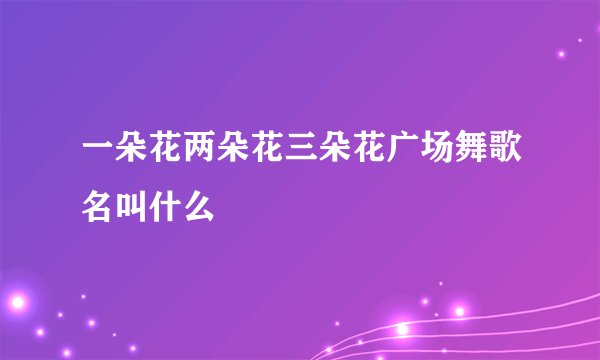 一朵花两朵花三朵花广场舞歌名叫什么