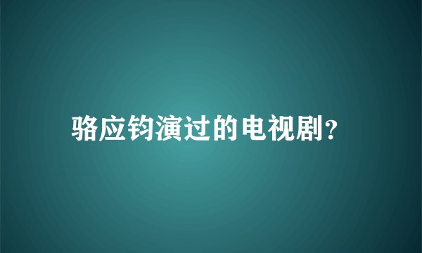 骆应钧演过的电视剧？