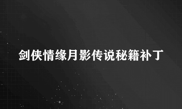 剑侠情缘月影传说秘籍补丁