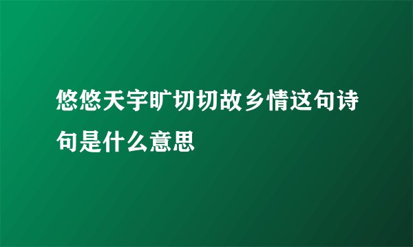 悠悠天宇旷切切故乡情这句诗句是什么意思