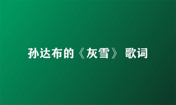 孙达布的《灰雪》 歌词
