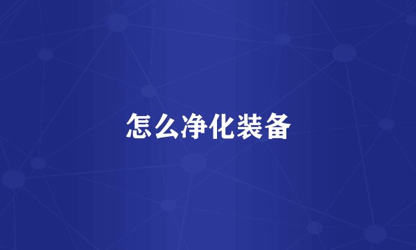 怎么净化装备