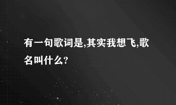 有一句歌词是,其实我想飞,歌名叫什么?