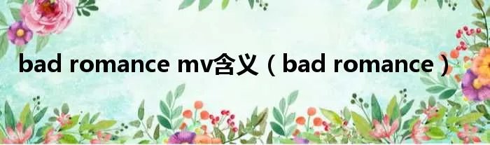 bad romance mv含义（bad romance）