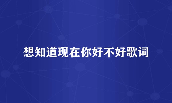 想知道现在你好不好歌词