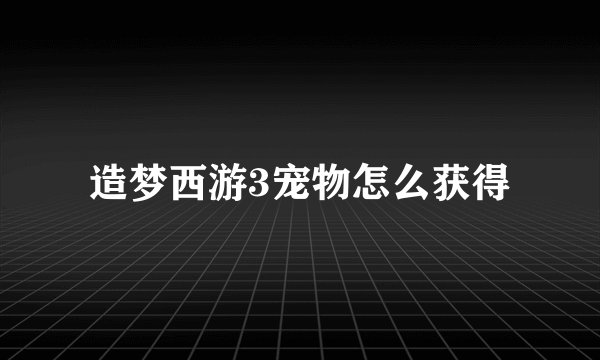造梦西游3宠物怎么获得