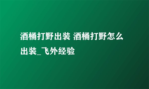 酒桶打野出装 酒桶打野怎么出装_飞外经验