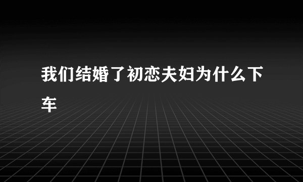 我们结婚了初恋夫妇为什么下车