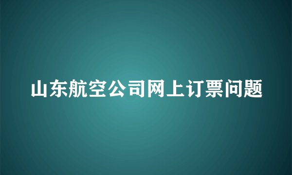 山东航空公司网上订票问题