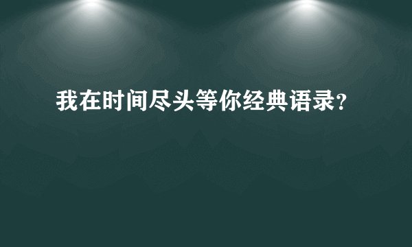 我在时间尽头等你经典语录？