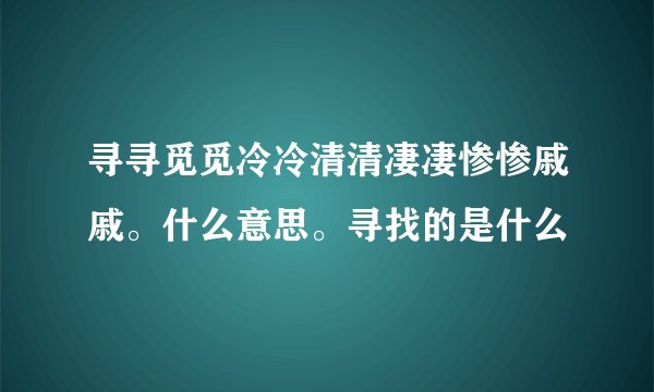 寻寻觅觅冷冷清清凄凄惨惨戚戚。什么意思。寻找的是什么