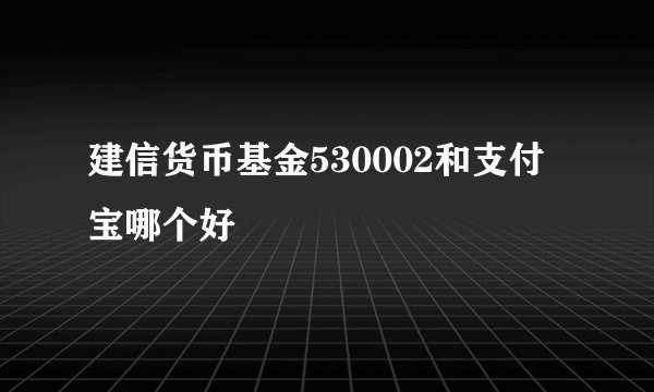 建信货币基金530002和支付宝哪个好