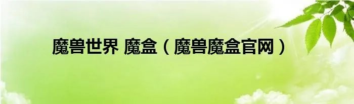 魔兽世界 魔盒（魔兽魔盒官网）