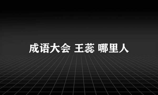 成语大会 王蕊 哪里人