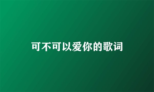 可不可以爱你的歌词