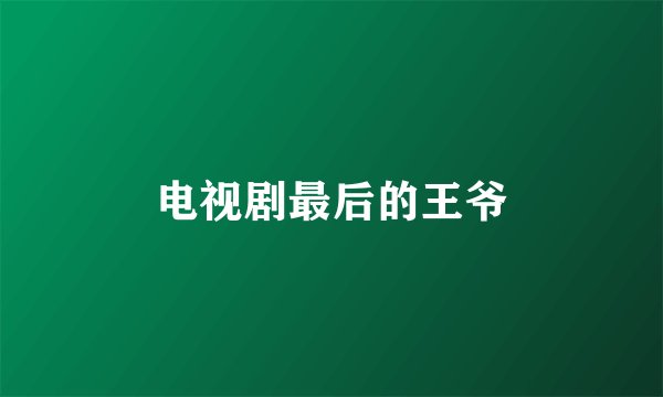 电视剧最后的王爷