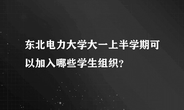 东北电力大学大一上半学期可以加入哪些学生组织？