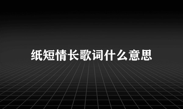 纸短情长歌词什么意思